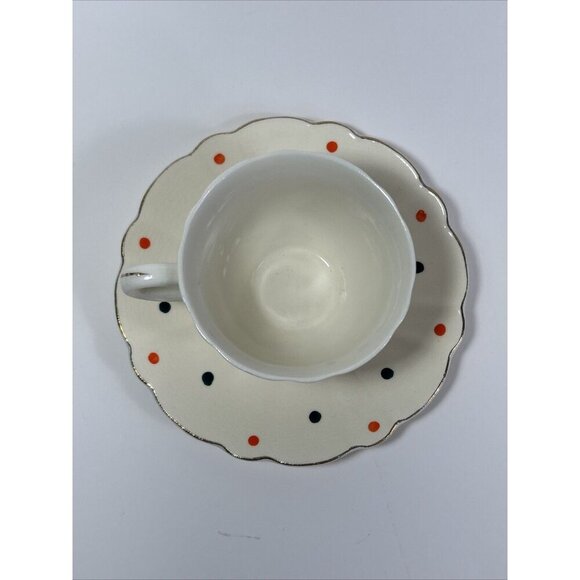 Retro Polka Dot Delicate Japan Tea Cup And Saucer VNTG - Picture 2 of 9